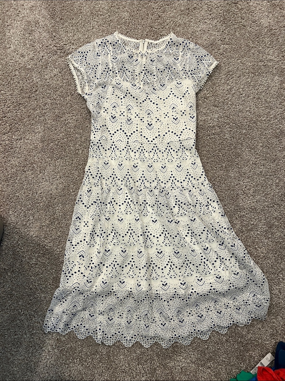 Parker White Eyelet Lace Fit-and-Flare Dress